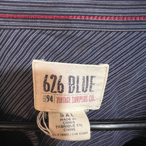 Men’s Big and Tall 676 Blue - short sleeve blue striped button down shirt - Picture 2 of 6